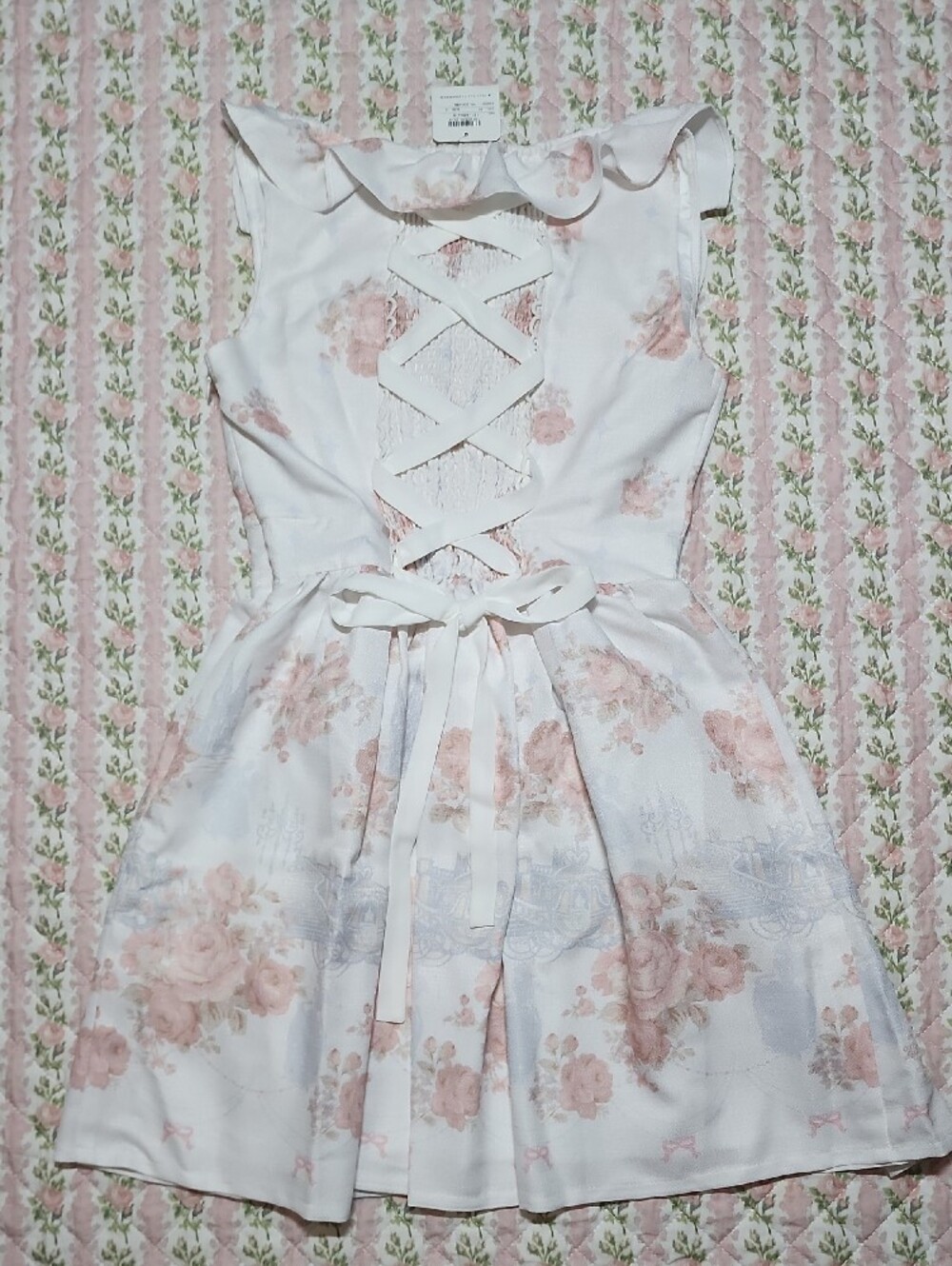 Limited Rare 🎀 LIZ LISA Floral Sleevess Ruffled Bow Tie Dress